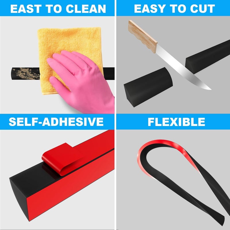 Duzzy 158 Inch Flexible Quarter Round Molding, Peel and Stick Silicone Rubber Trim Suitable for Wall Edge Floor Corner,Staircase Cabinet Edge Black - Image 5